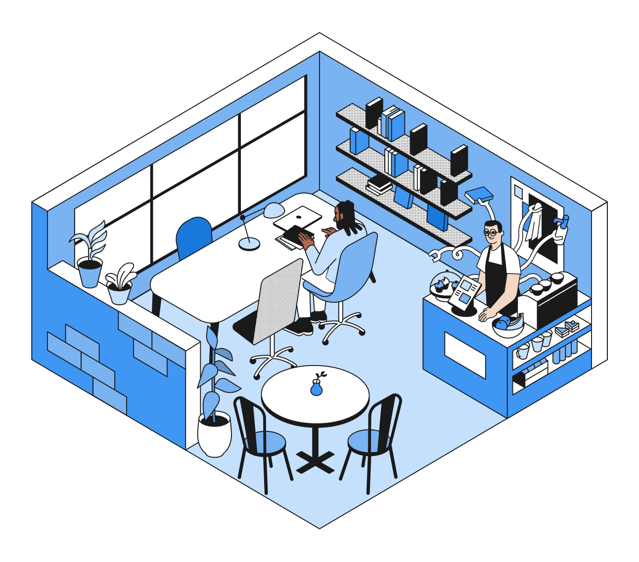 Illustration 'Inside the library'